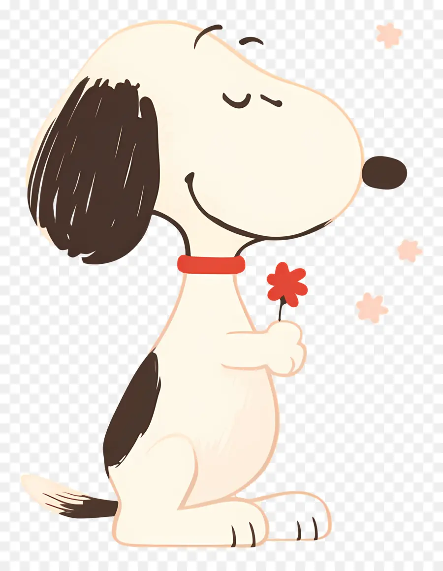 Snoopy，Chien De Dessin Animé Avec Fleur PNG