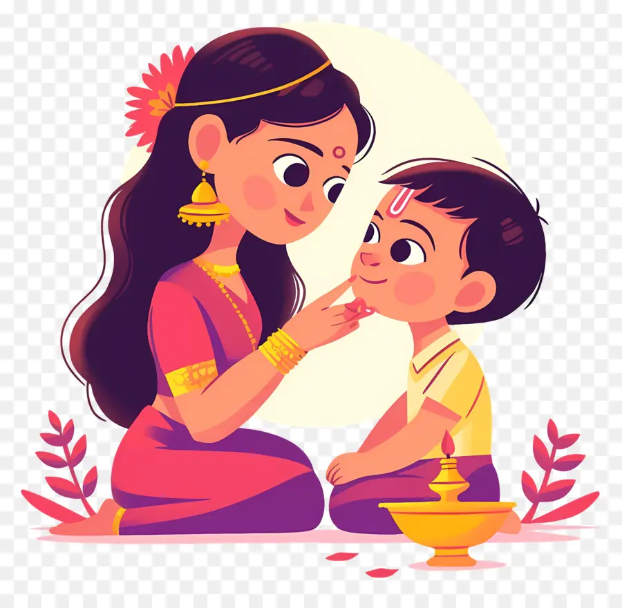 Bhai Dooj，Femme Et Enfant PNG