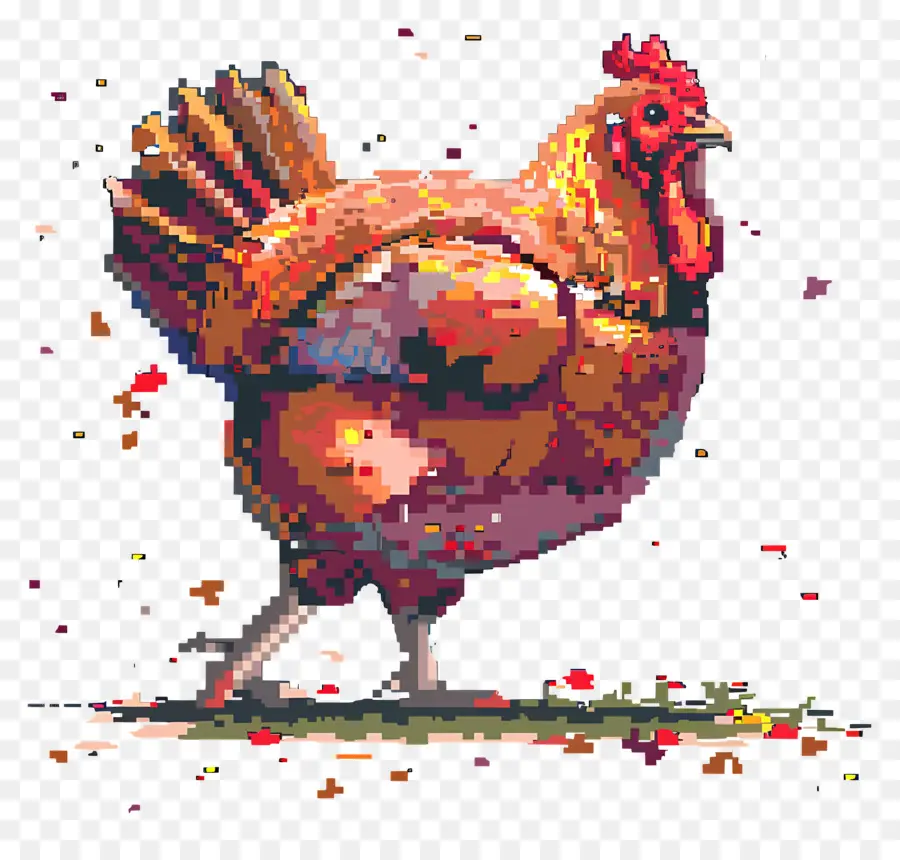 Dinde De Thanksgiving Pixel，Poule Brune PNG