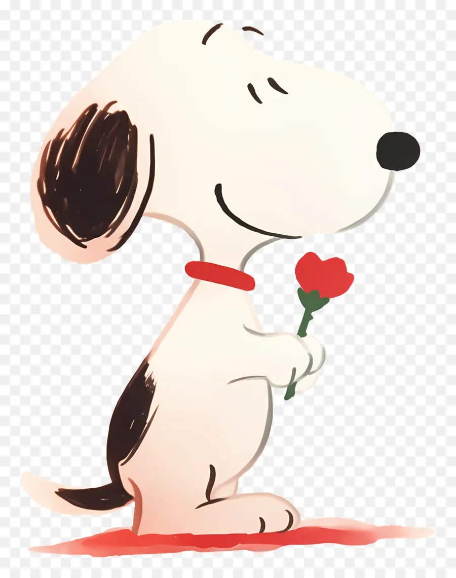 Snoopy，Chien De Dessin Animé Avec Fleur PNG