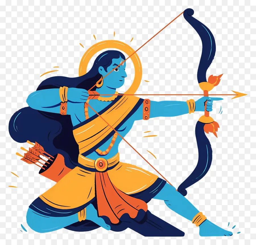 Dussehra，Archer Avec Arc PNG