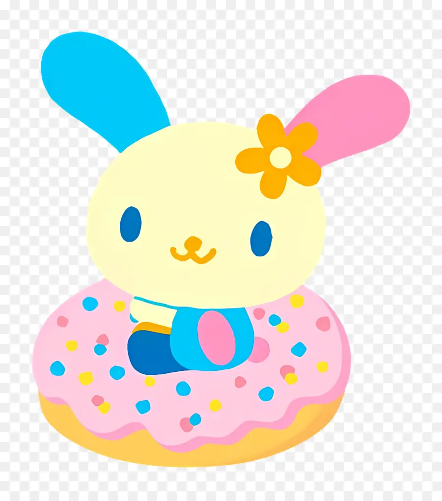 Usahana，Lapin Mignon Sur Beignet PNG