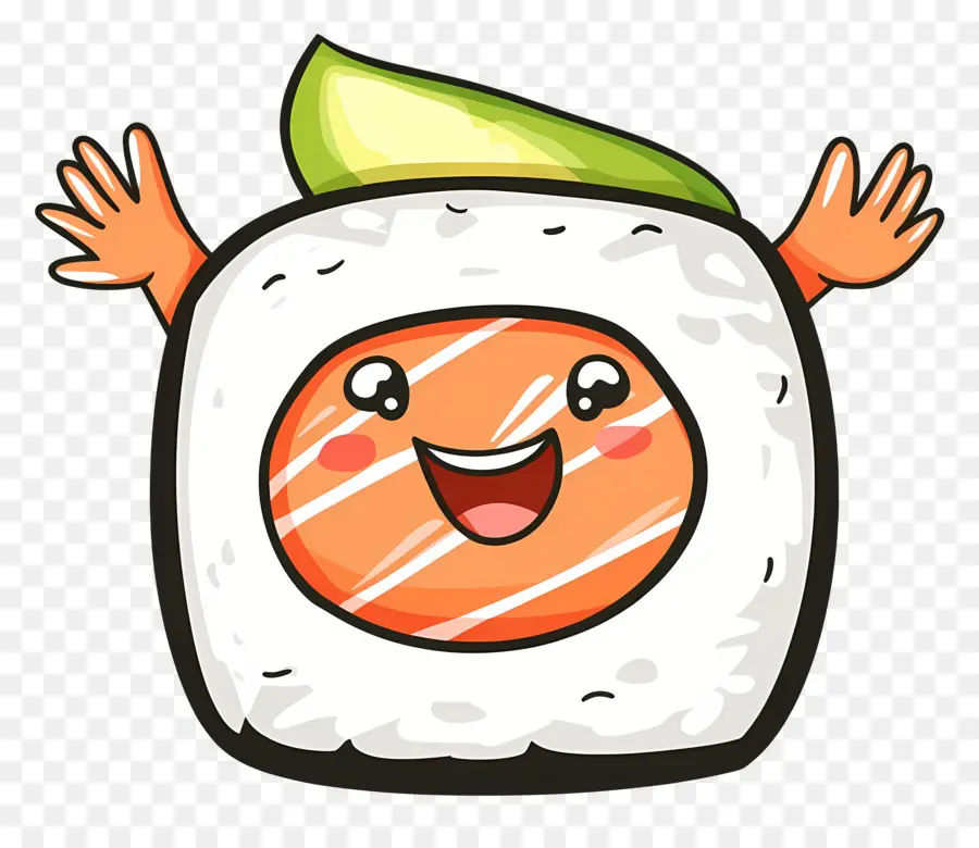 Sushis Mignons，Rouleau De Sushi Heureux PNG