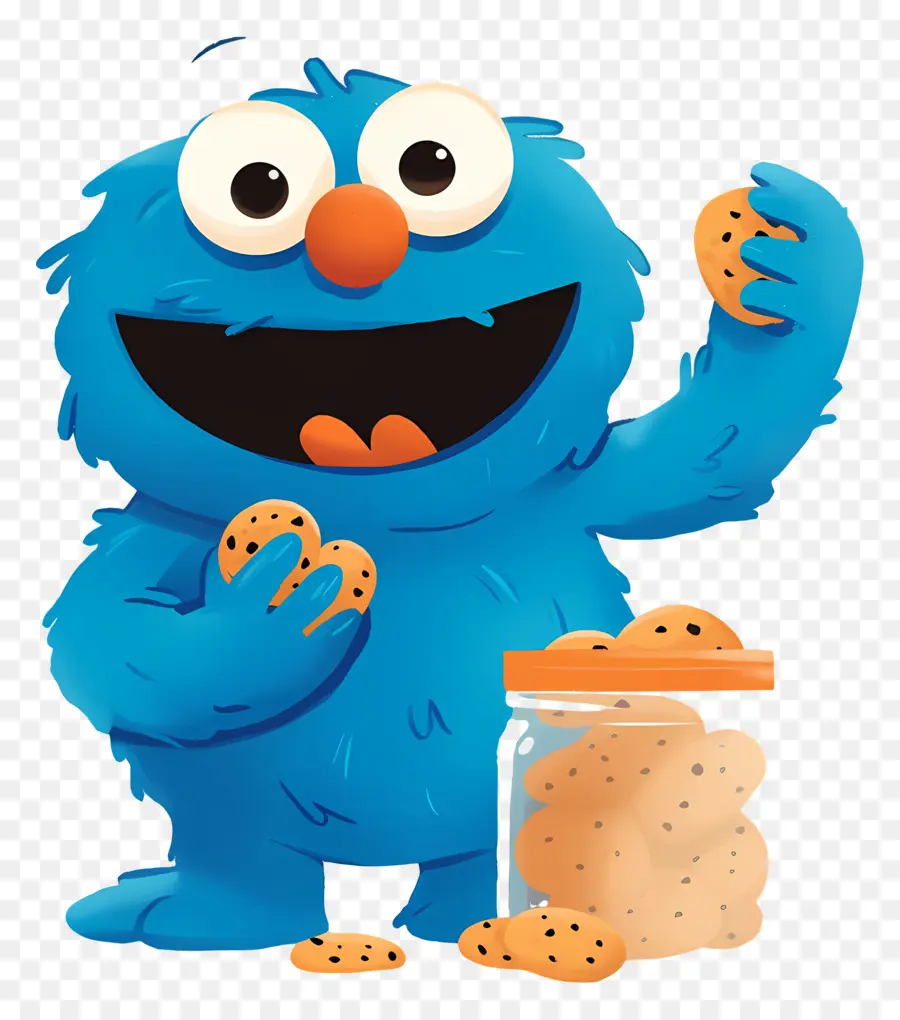 Monstre Aux Biscuits，Personnage à Fourrure Bleue PNG