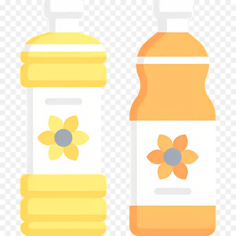 Huile De Cuisson，Bouteilles Jaunes Et Oranges PNG