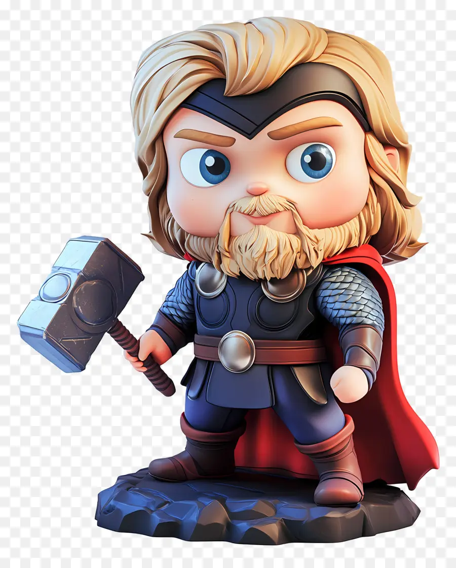 Thor，Personnage Mignon Brandissant Un Marteau PNG