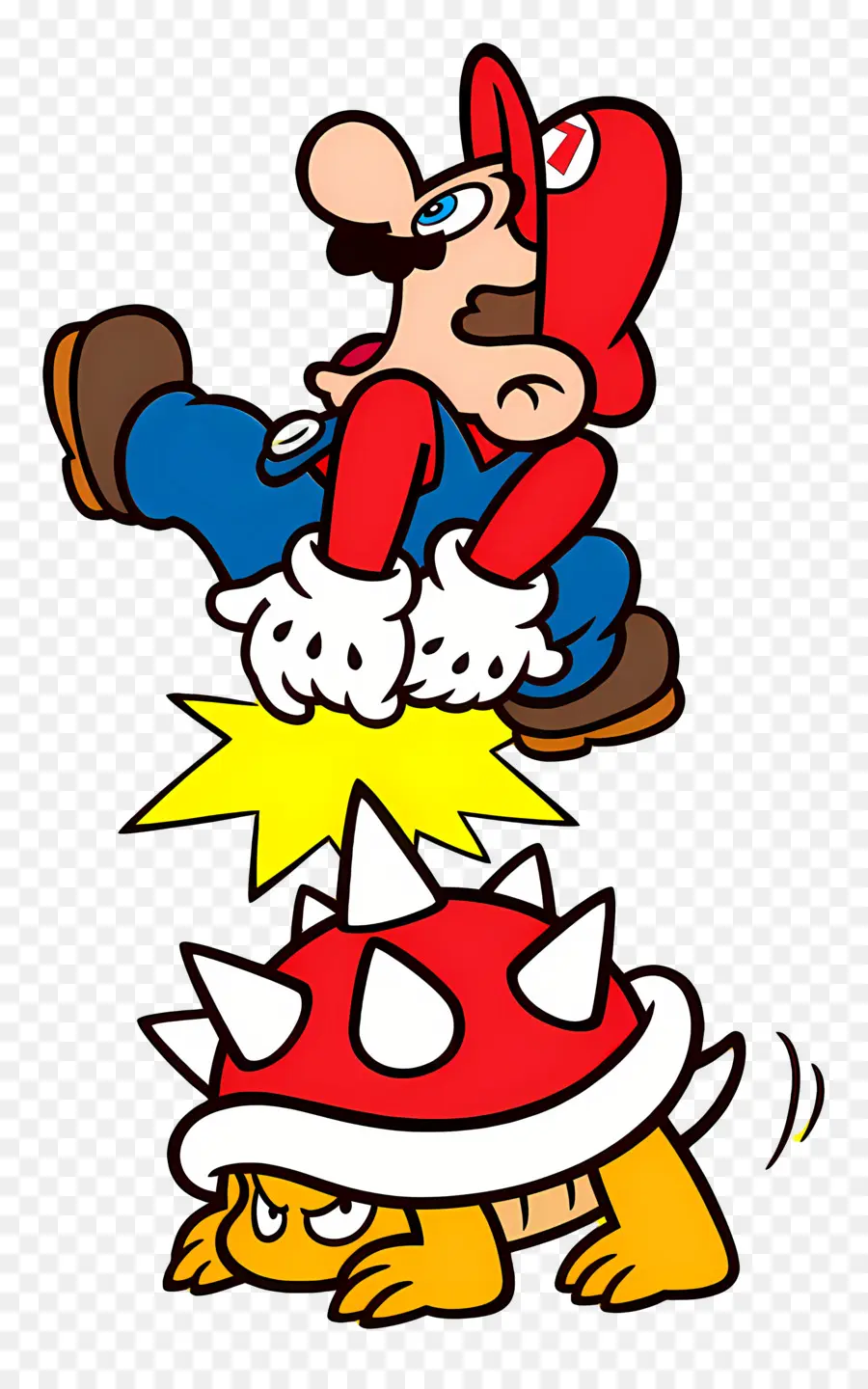 Super Mario，Mario Sautant Sur Bowser PNG