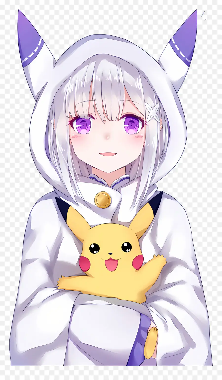 Pikachu，Fille Avec Peluche Pikachu PNG