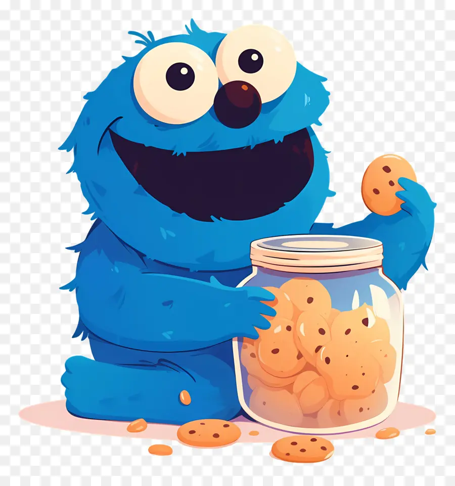 Monstre Aux Biscuits，Personnage à Fourrure Bleue PNG