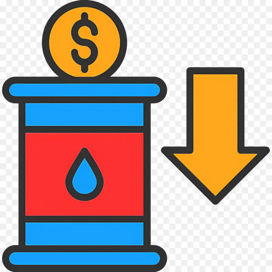 Investissement En Baisse，Baril De Pétrole Avec Flèche PNG