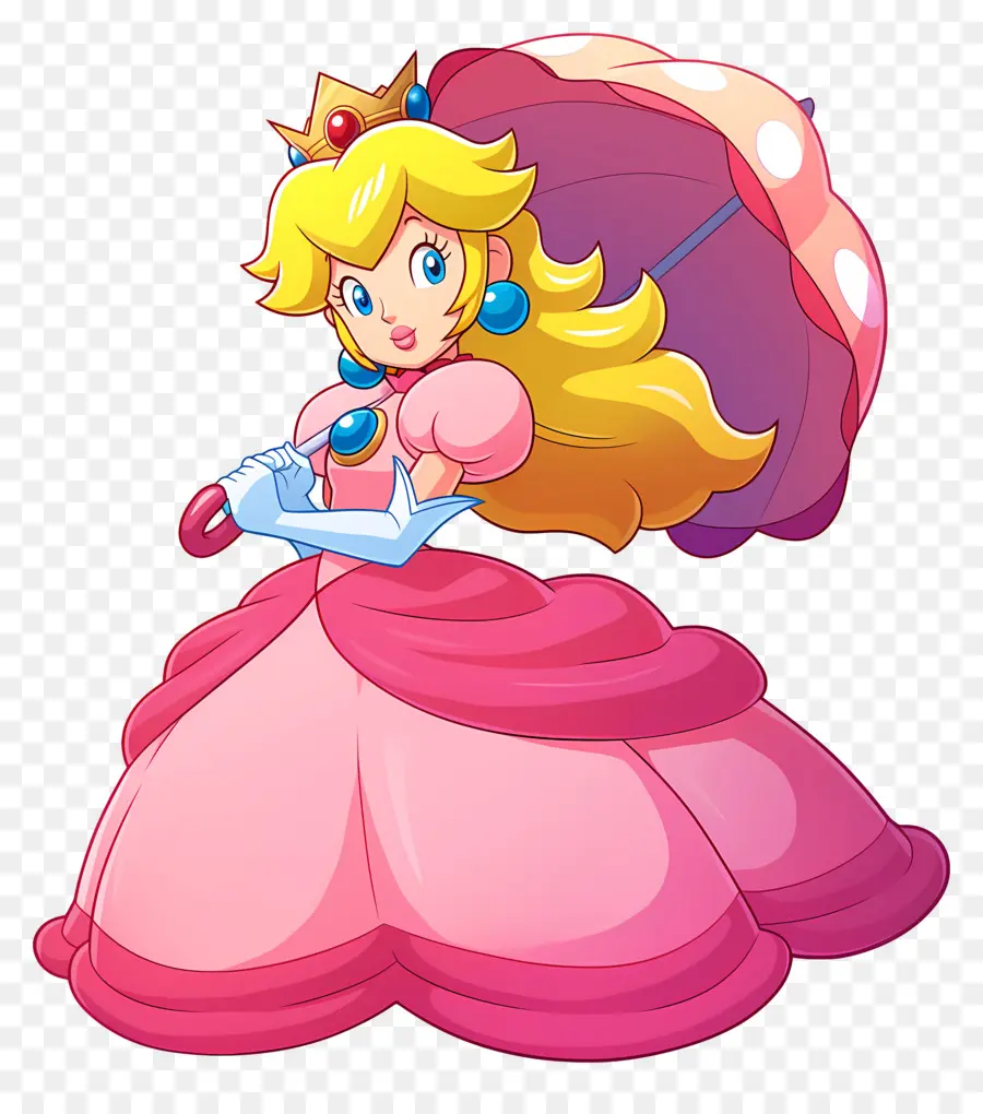 Princesse Pêche，Princesse Avec Parasol PNG