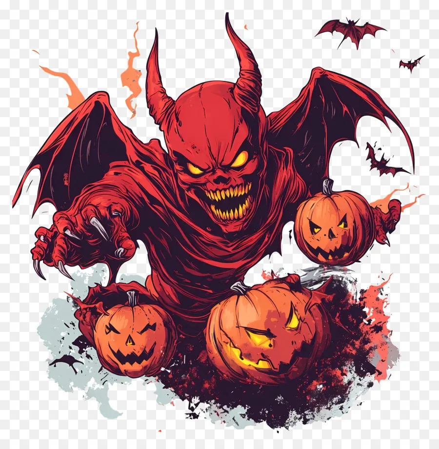 Diable D'halloween，Démon Aux Citrouilles PNG