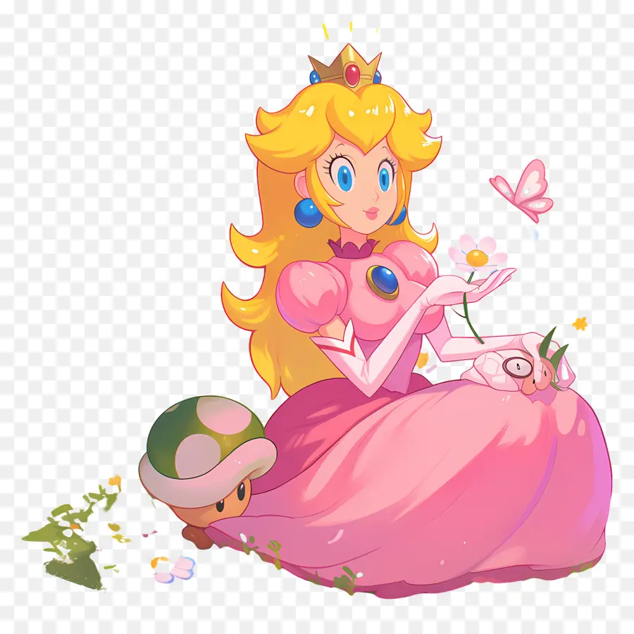 Princesse Pêche，Princesse En Robe Rose PNG