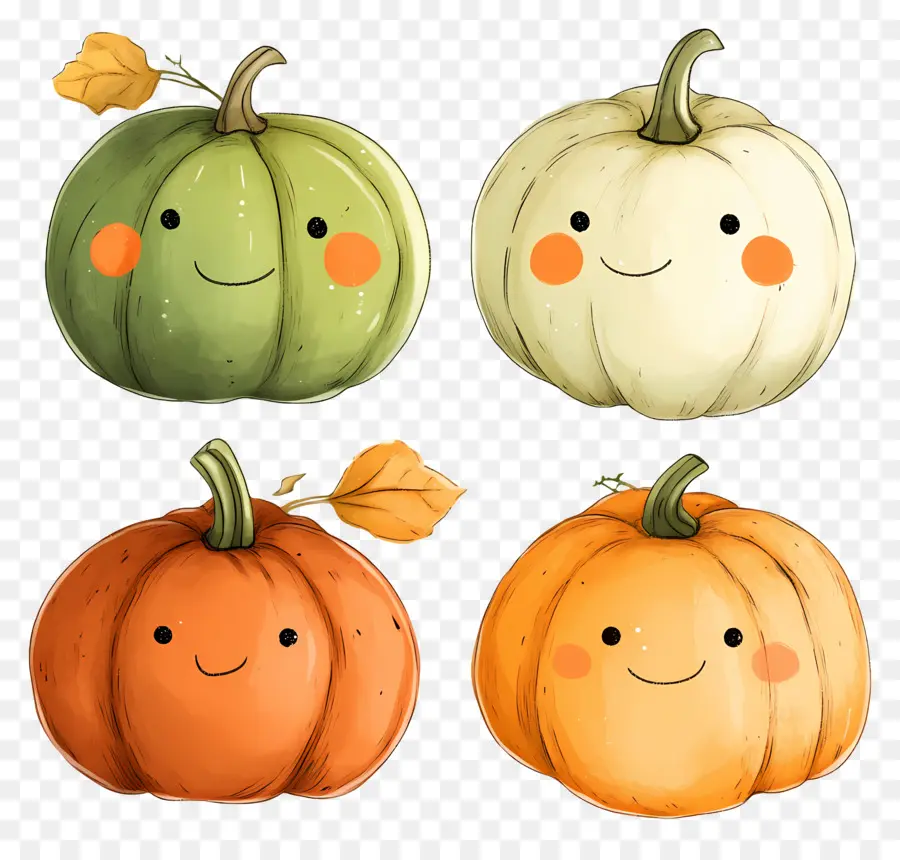 Citrouilles Mignonnes，Souriant PNG