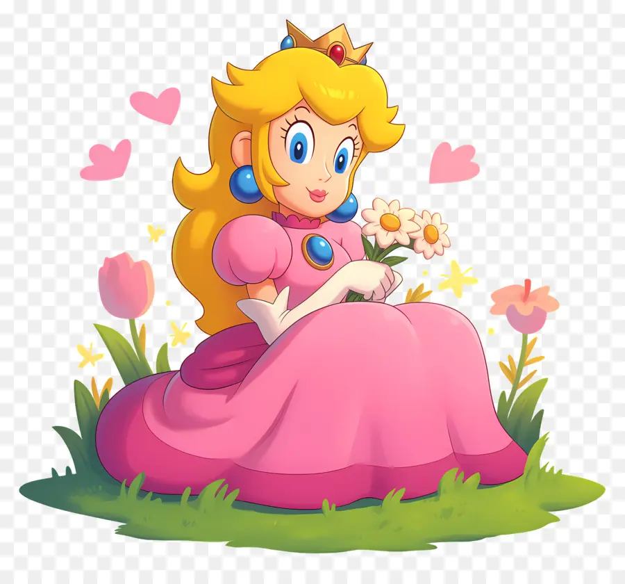 Princesse Pêche，Princesse En Robe Rose PNG