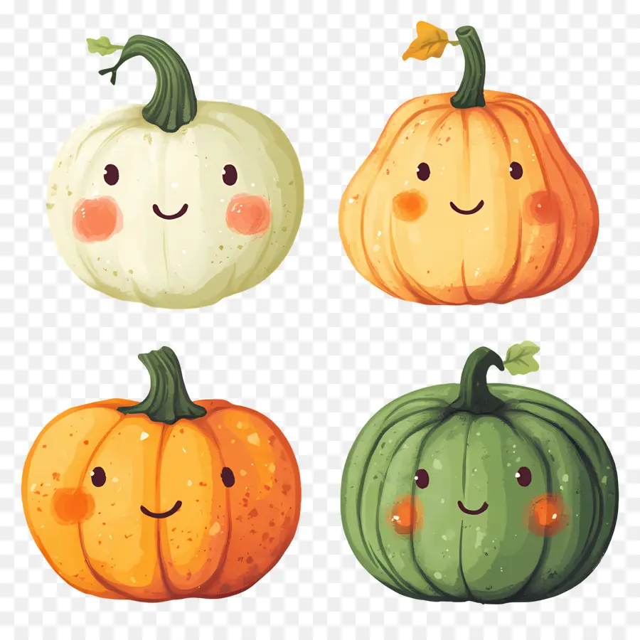 Citrouilles Mignonnes，Souriant PNG