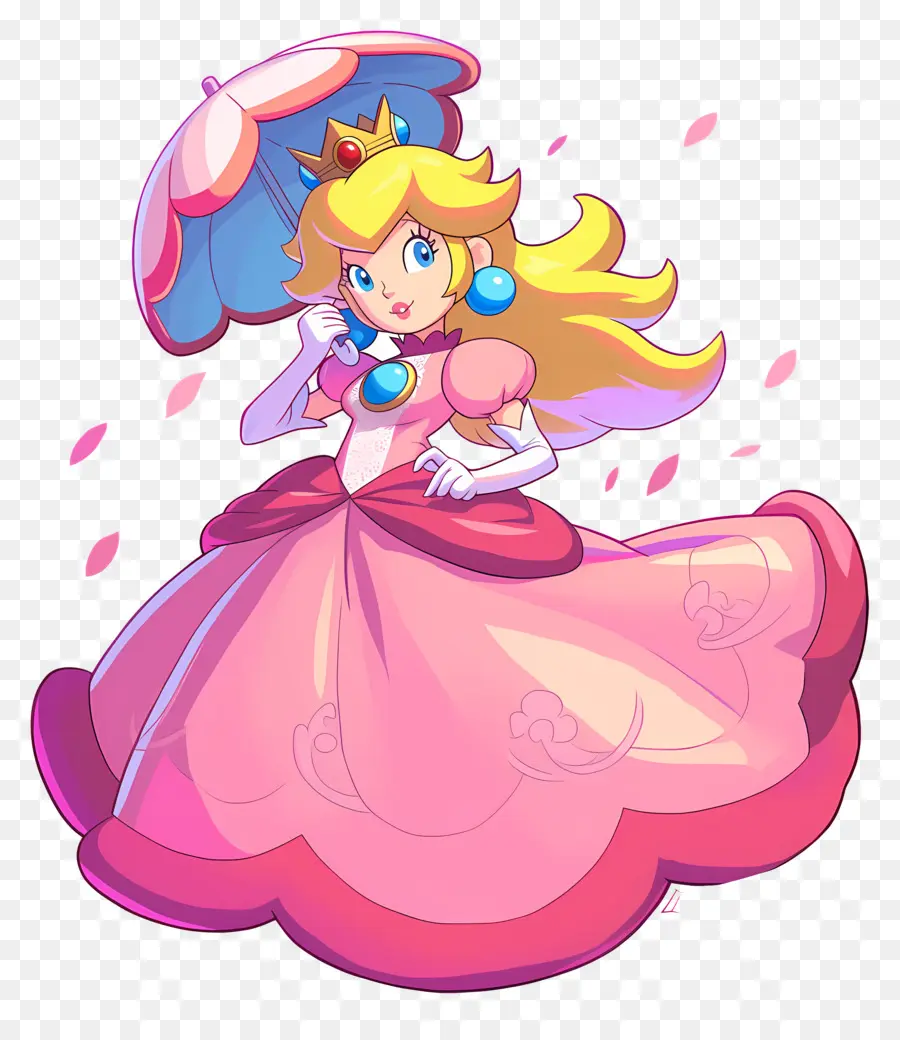 Princesse Pêche，Princesse Avec Parasol PNG