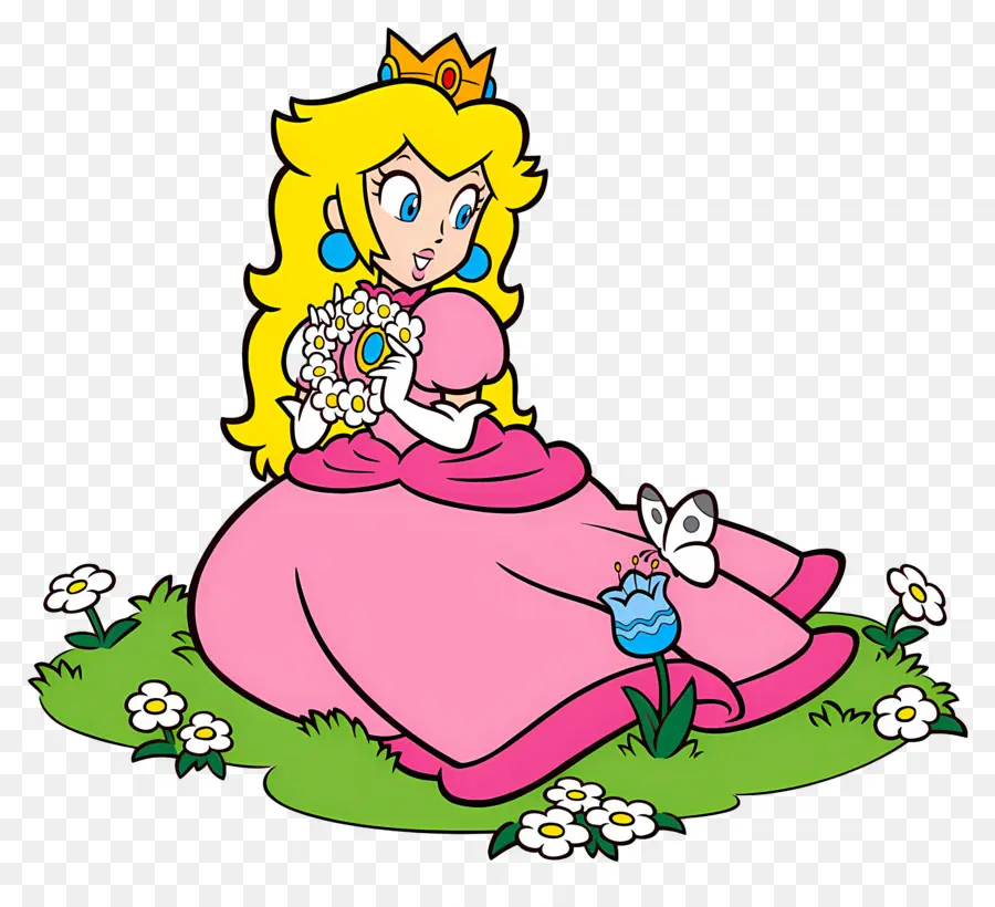 Princesse Pêche，Princesse En Robe Rose PNG