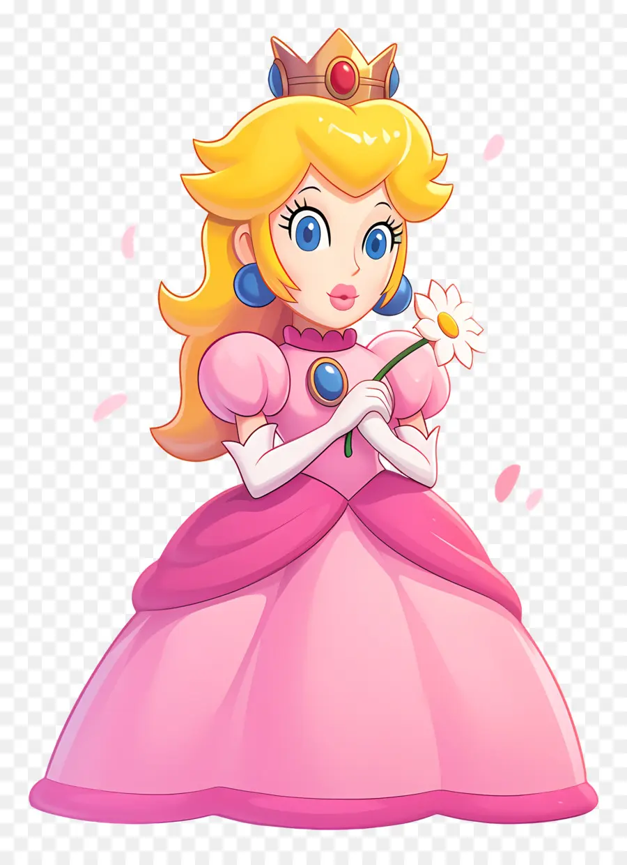 Princesse Pêche，Princesse En Robe Rose PNG