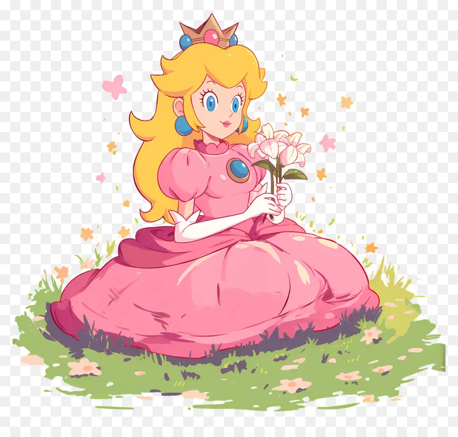 Princesse Pêche，Princesse En Robe Rose PNG