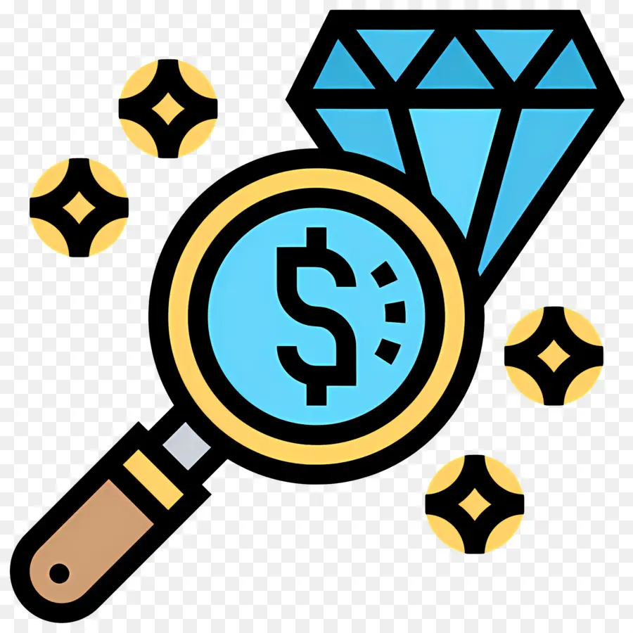 Recherche En Investissement，Diamant Avec Loupe PNG