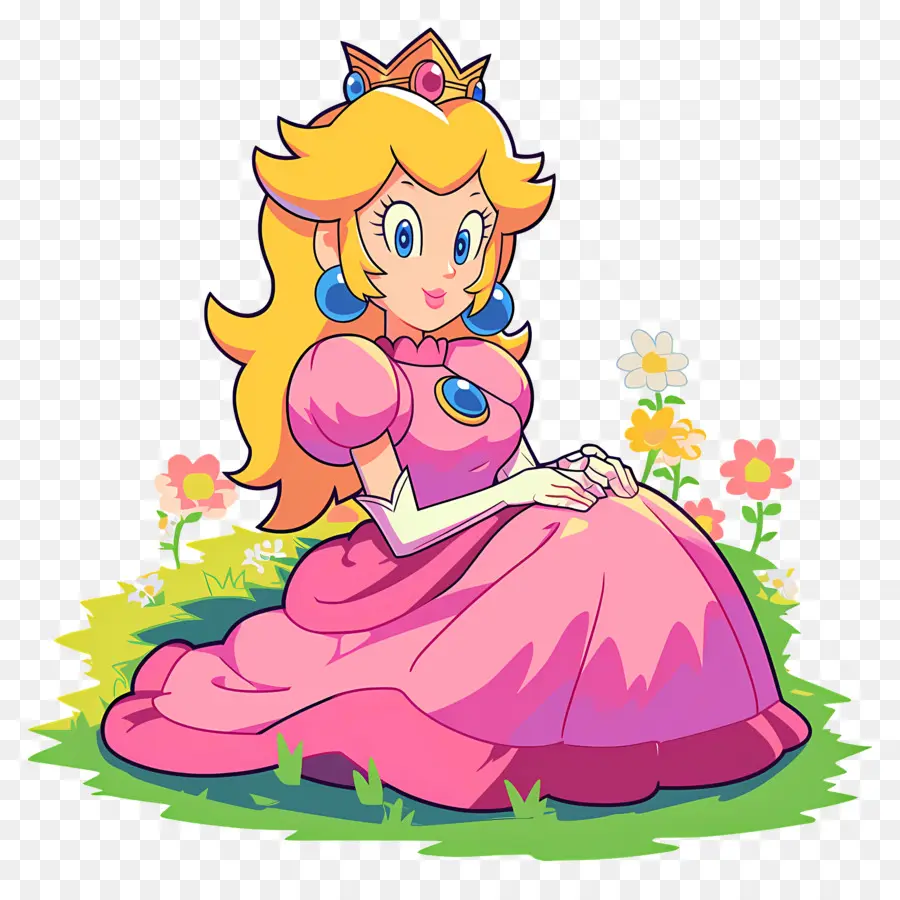 Princesse Pêche，Princesse En Robe Rose PNG