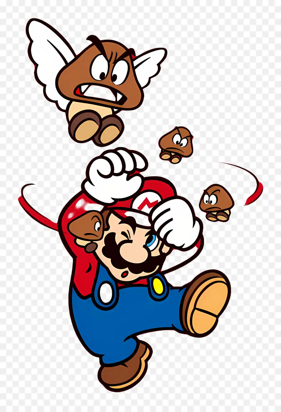 Super Mario，Mario Avec Les Goombas PNG