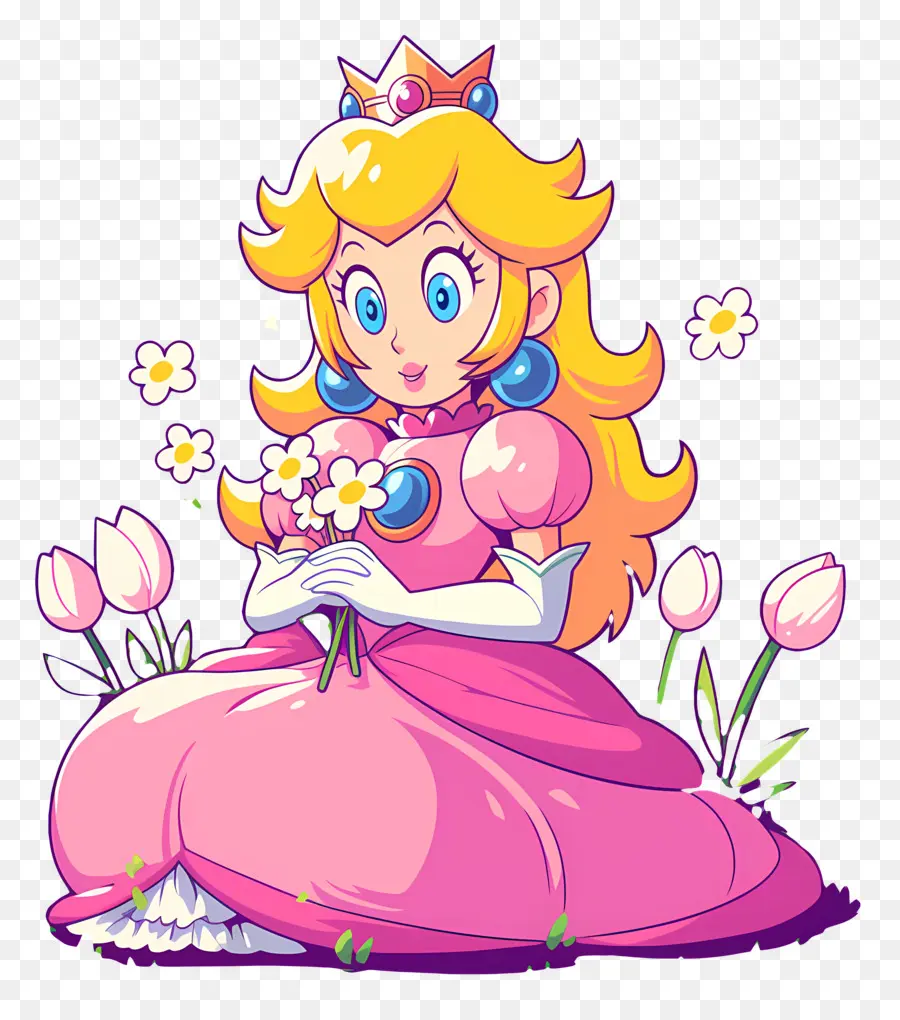 Princesse Pêche，Princesse En Robe Rose PNG