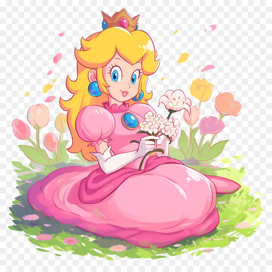 Princesse Pêche，Princesse En Robe Rose PNG