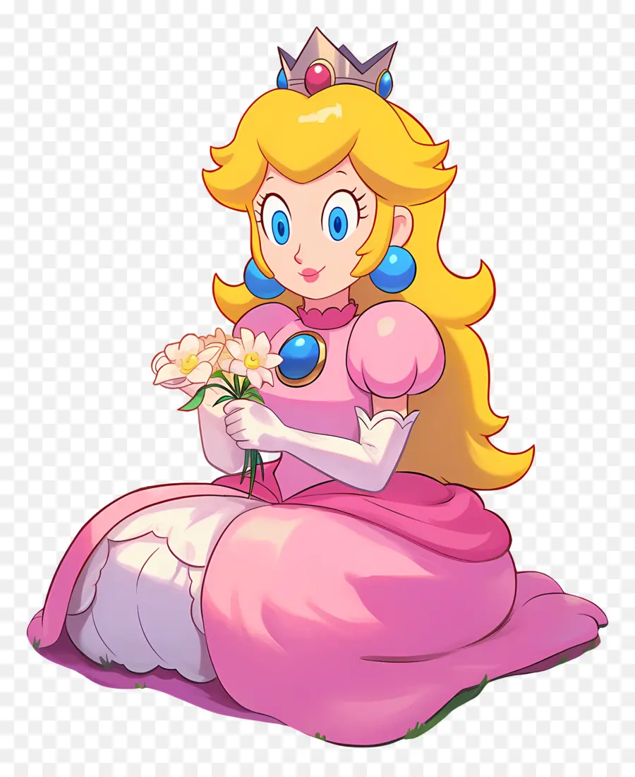 Princesse Pêche，Princesse En Robe Rose PNG