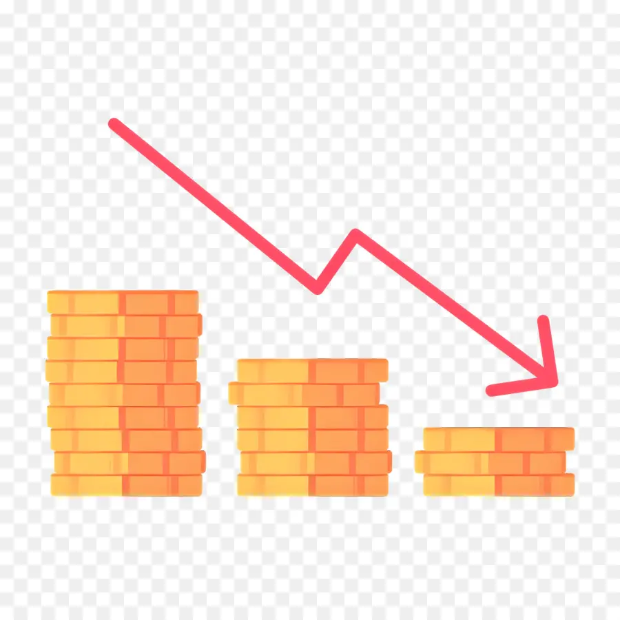 Investissement En Baisse，Diminuer Les Piles De Pièces PNG