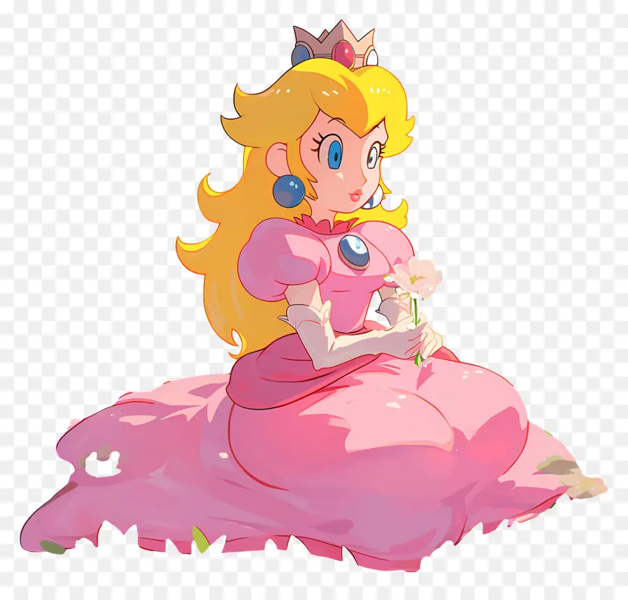 Princesse Pêche，Princesse En Robe Rose PNG