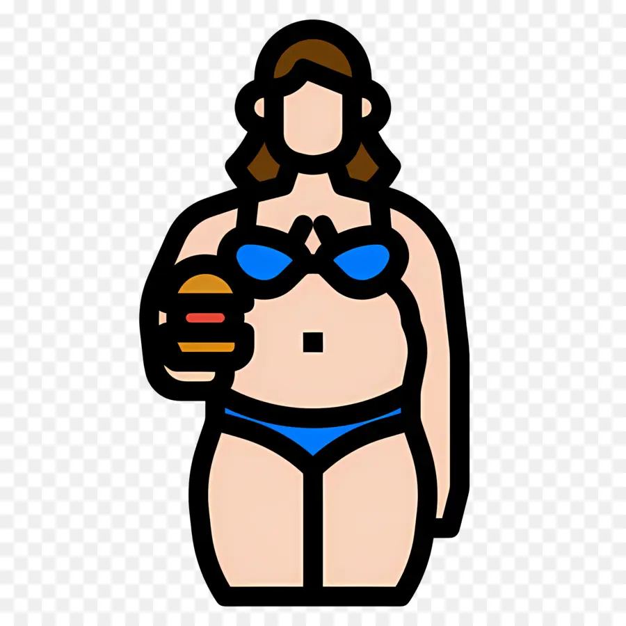 Obésité，Femme Avec Hamburger PNG