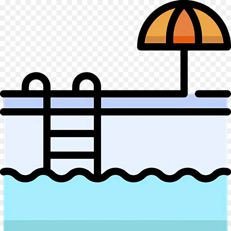 Piscine，Piscine Avec Parasol PNG