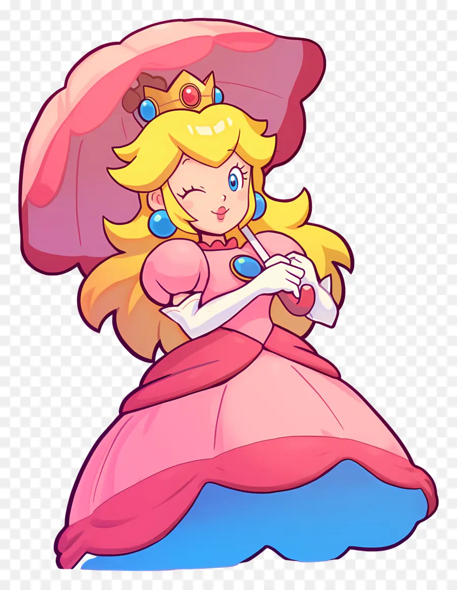 Princesse Pêche，Princesse Avec Parasol PNG