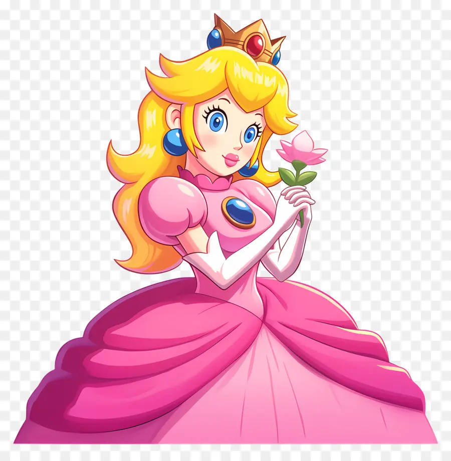 Princesse Pêche，Princesse En Robe Rose PNG