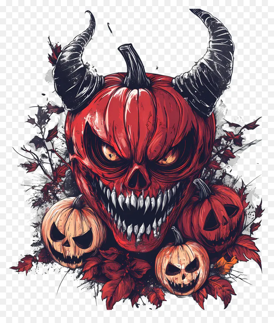 Diable D'halloween，Crâne De Citrouille PNG