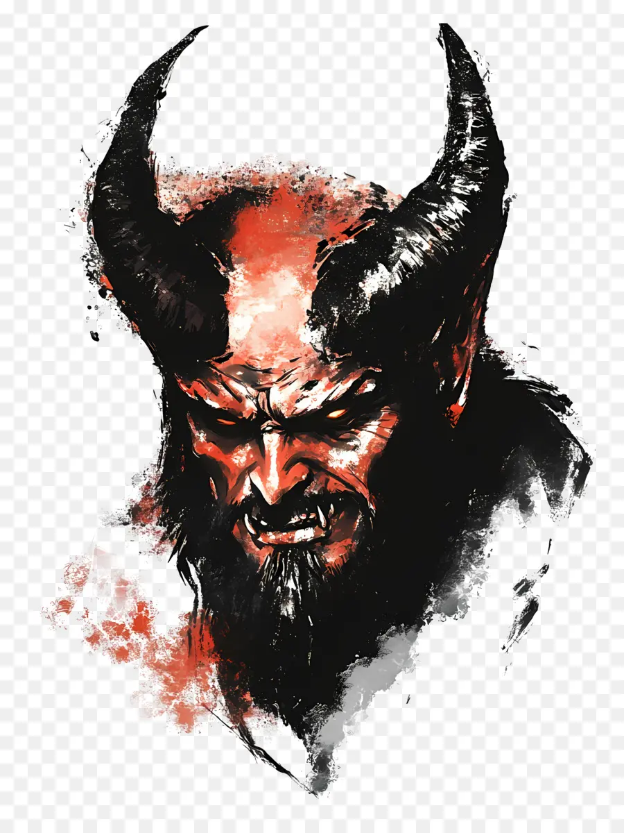 Diable D'halloween，Visage De Démon Sombre PNG