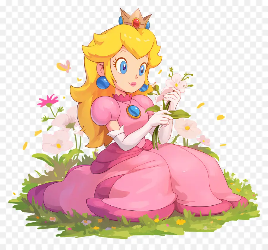 Princesse Pêche，Princesse En Robe Rose PNG