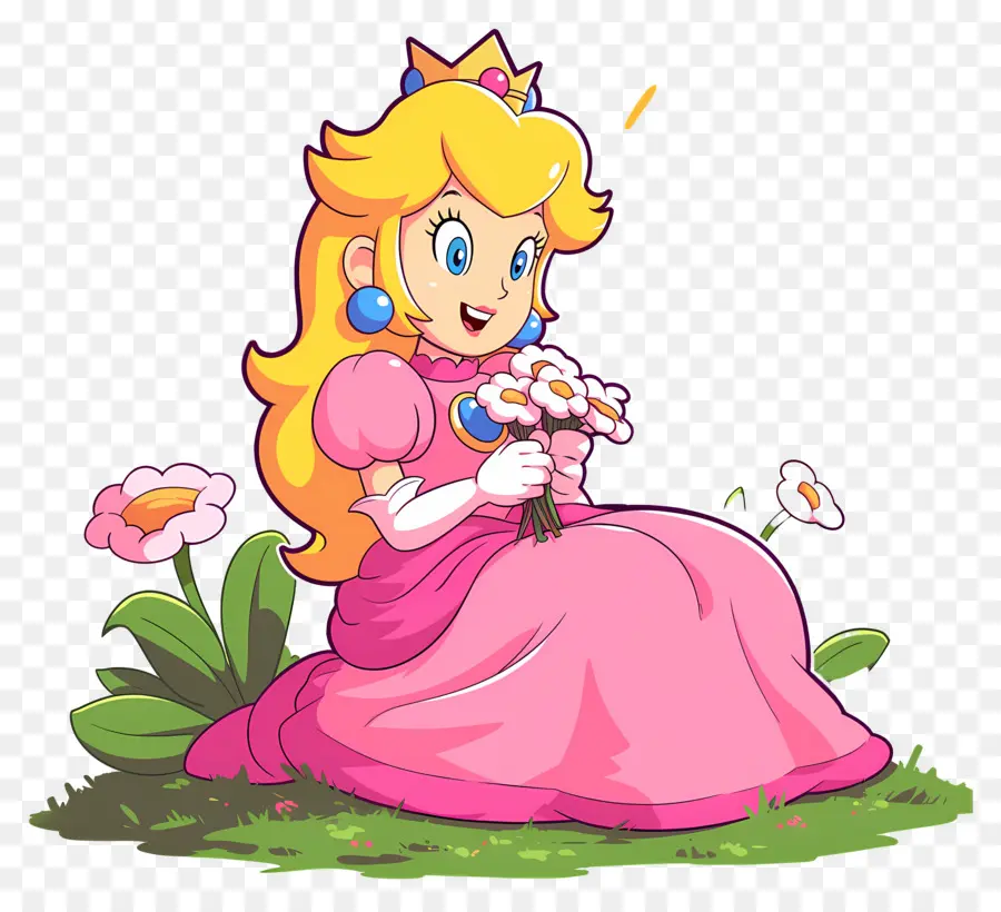 Princesse Pêche，Princesse En Robe Rose PNG