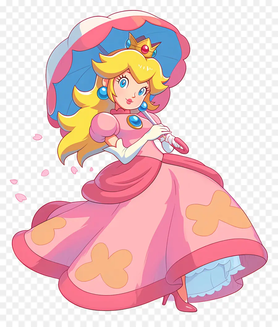 Princesse Pêche，Princesse Avec Parasol PNG