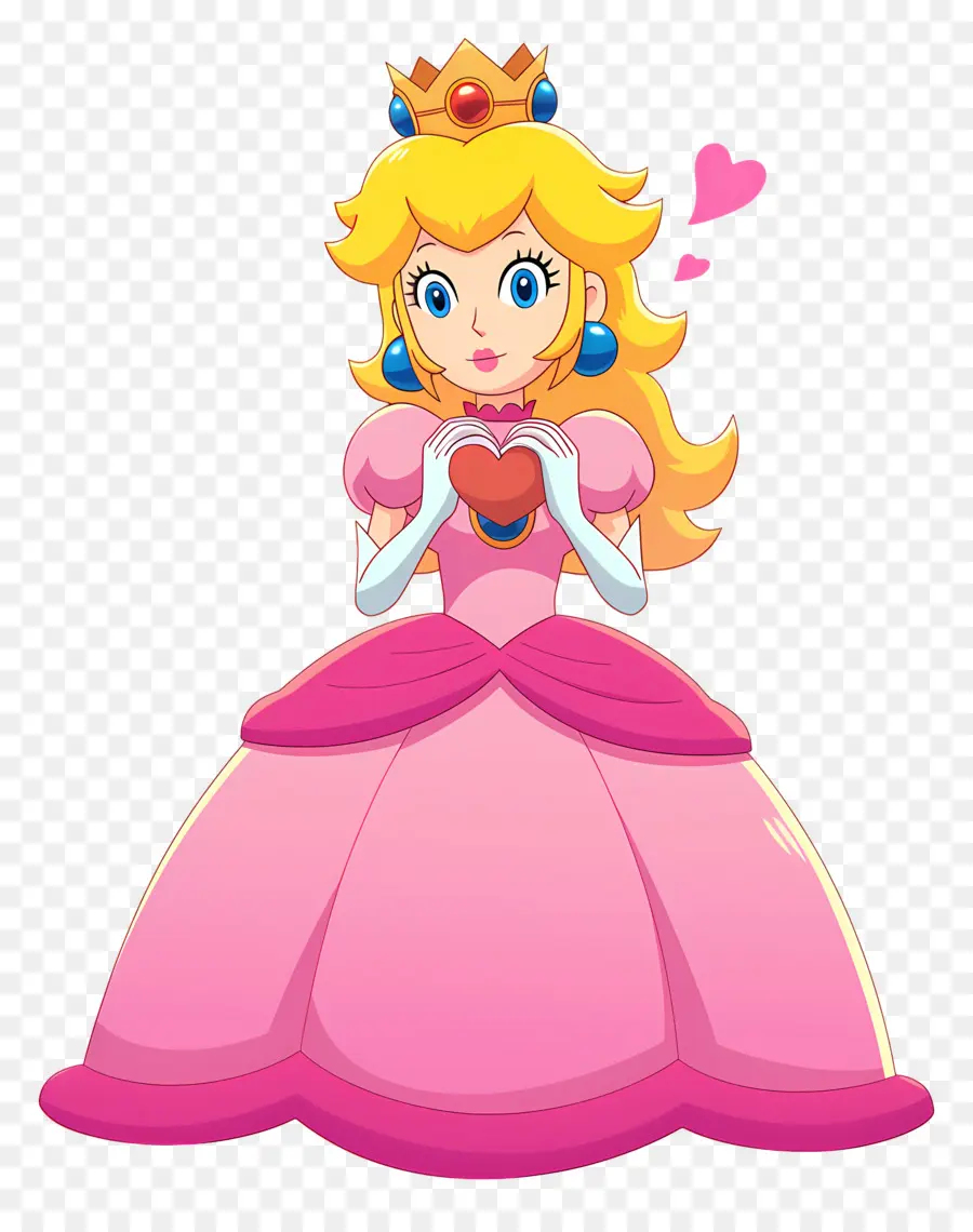 Princesse Pêche，Princesse En Robe Rose PNG