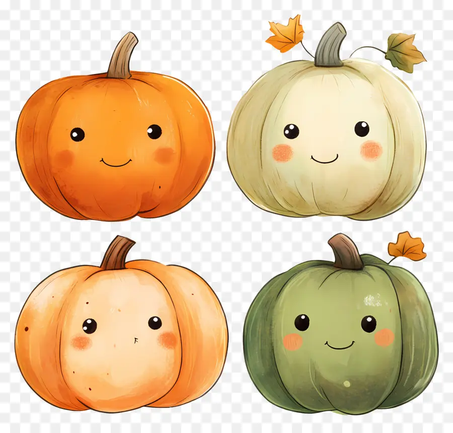 Citrouilles Mignonnes，Souriant PNG