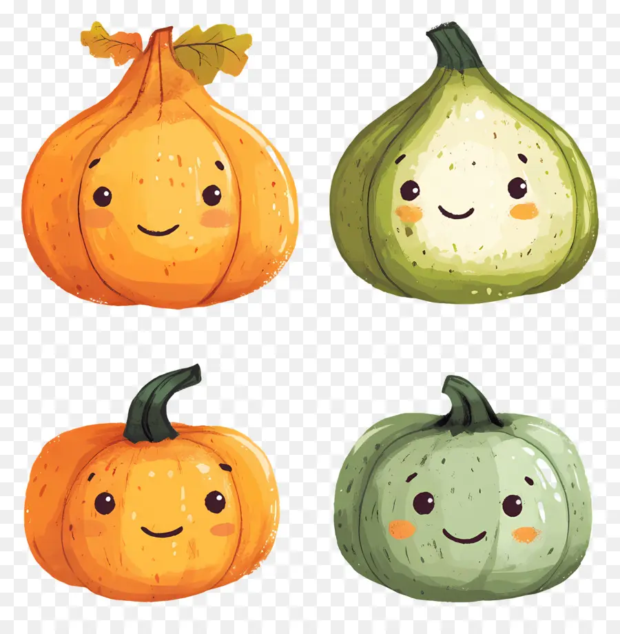 Citrouilles Mignonnes，Souriant PNG