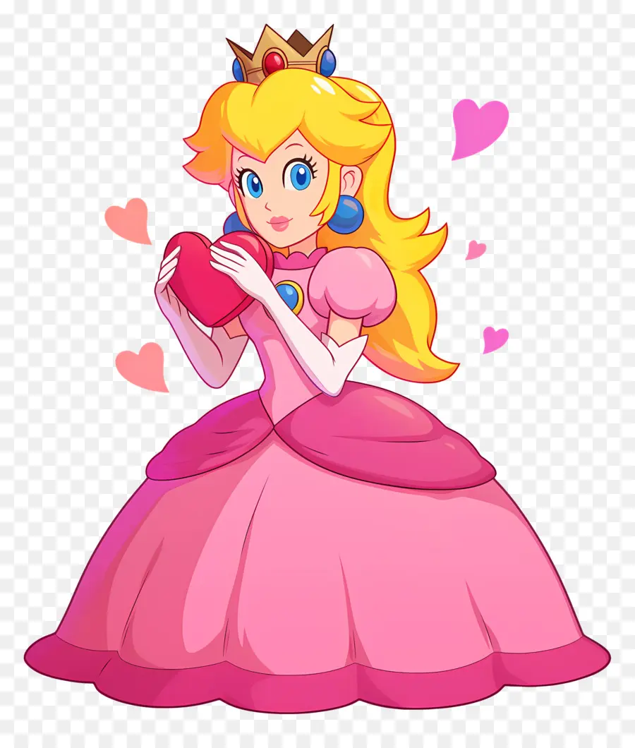 Princesse Pêche，Princesse En Robe Rose PNG