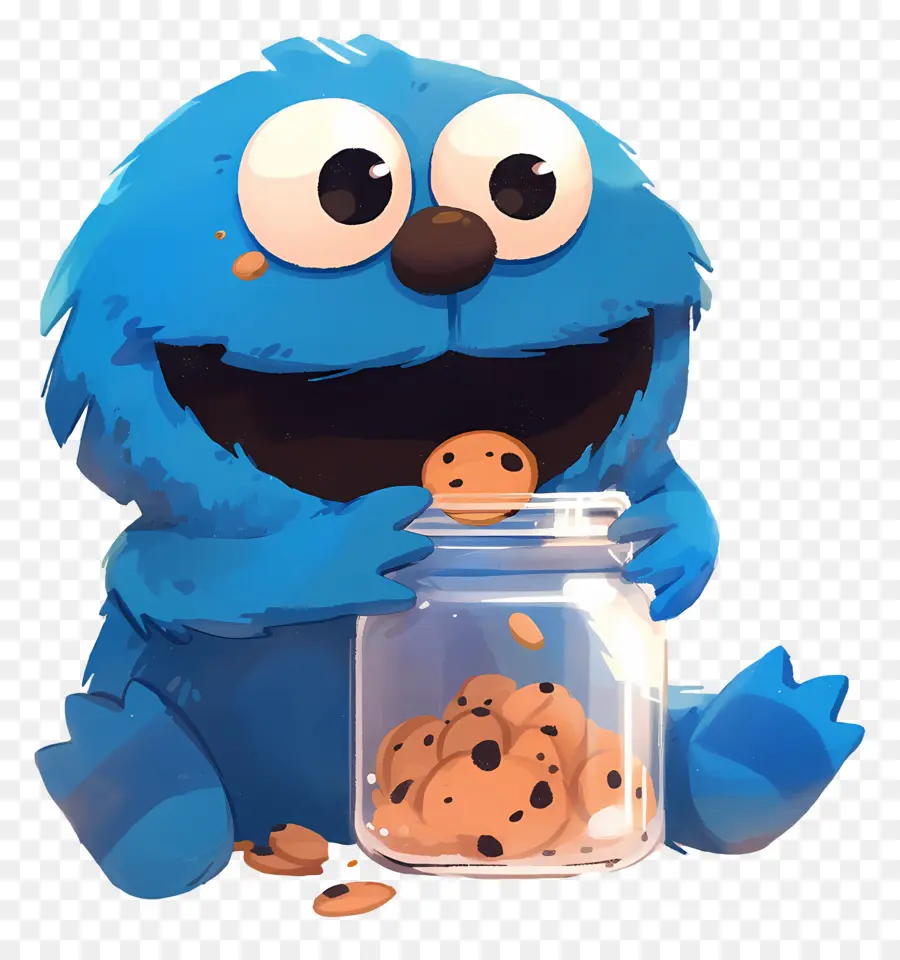 Monstre Aux Biscuits，Créature Bleue Avec Des Cookies PNG