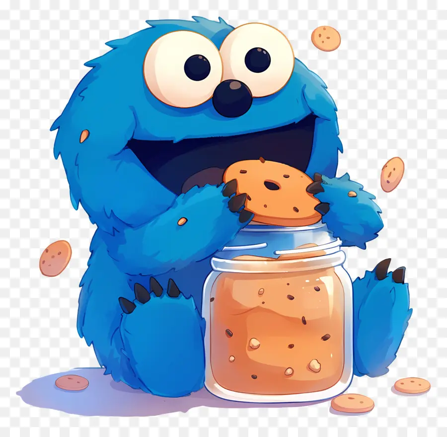 Monstre Aux Biscuits，Monstre Bleu Avec Des Biscuits PNG