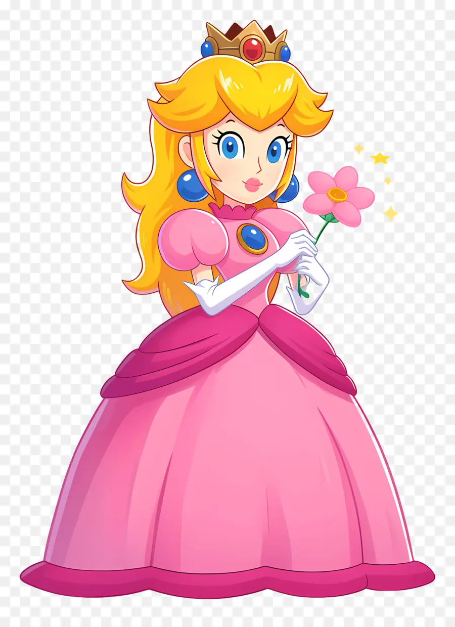 Princesse Pêche，Princesse En Robe Rose PNG