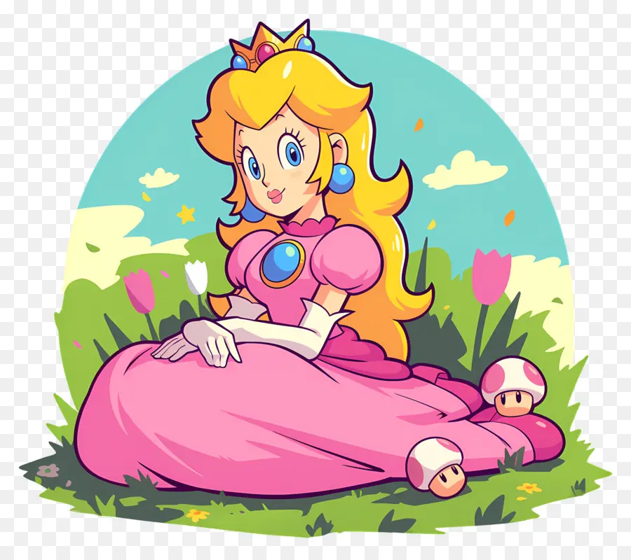 Princesse Pêche，Princesse En Robe Rose PNG