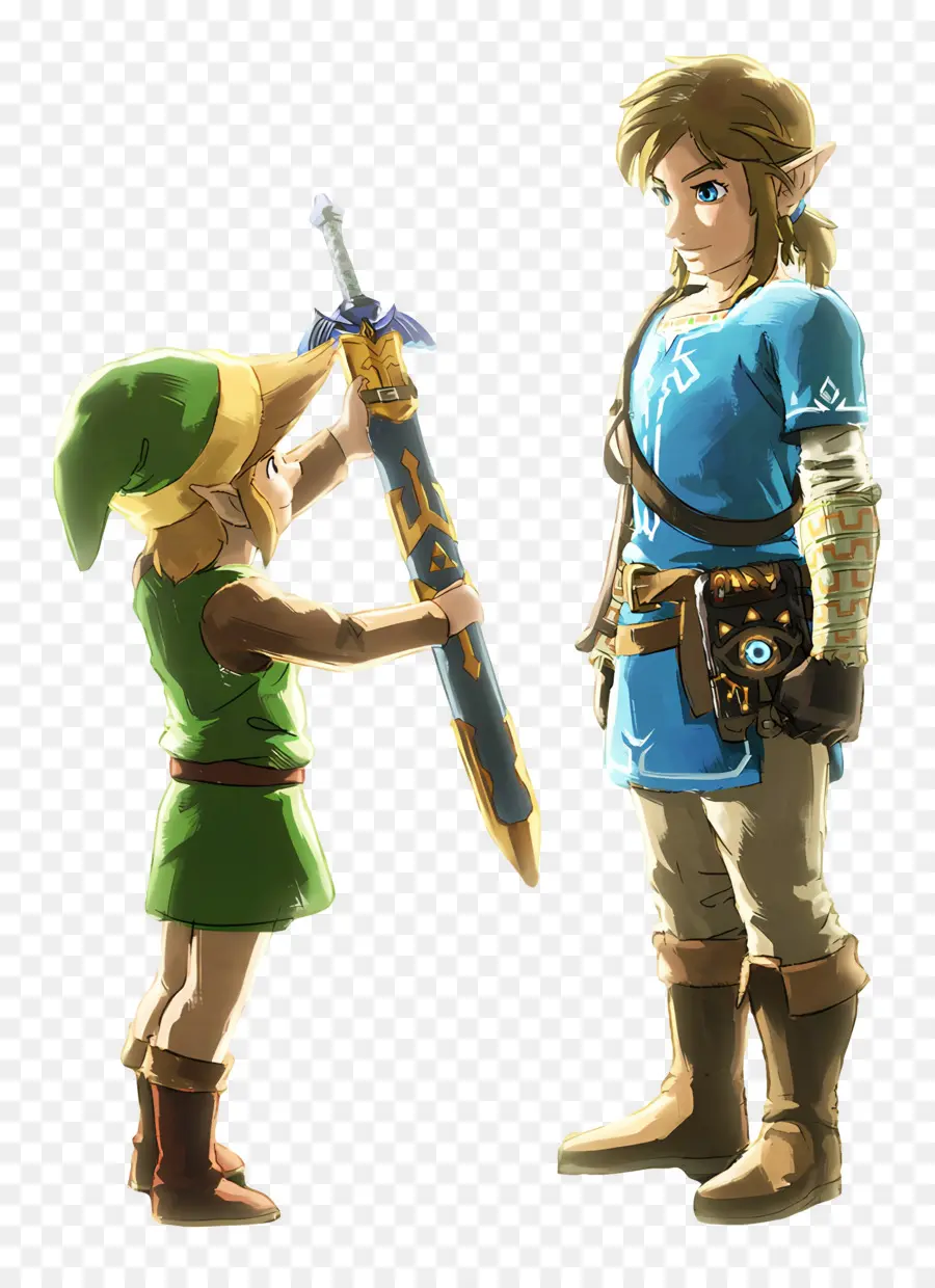 Légende De Zelda，Deux Personnages Avec Une épée PNG